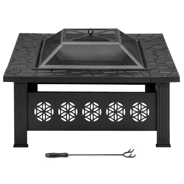 32 Inch Square Outdoor Wood Burning Fire Pit Table — photo 7