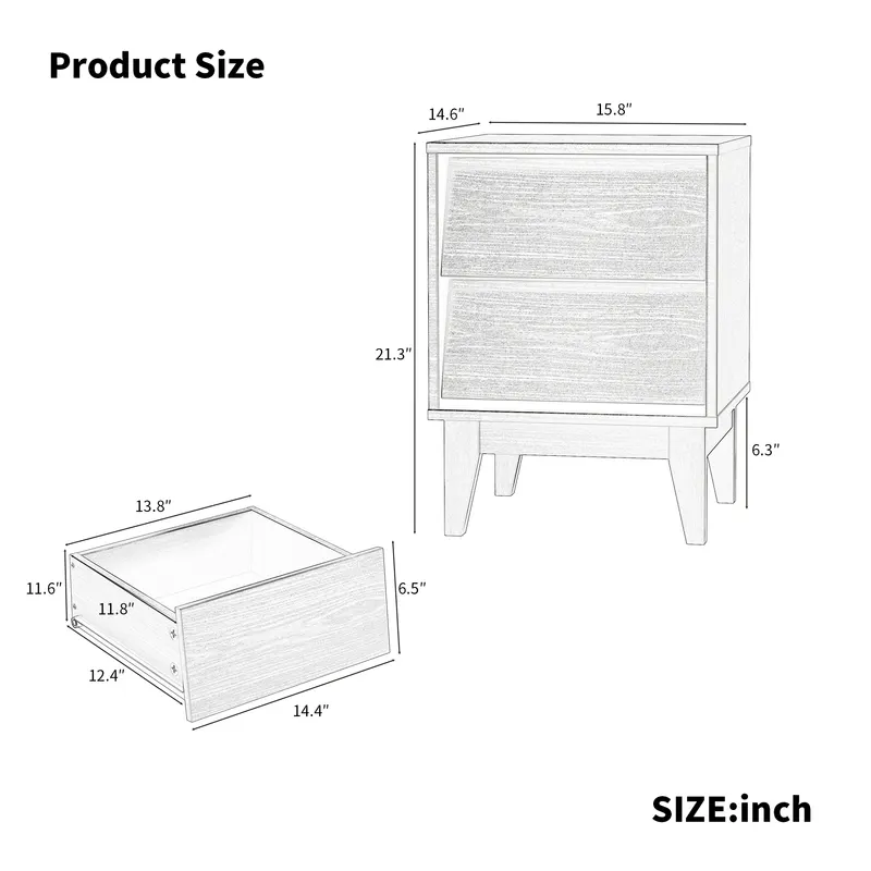 2 Set Nightstands Features Vintage-style and Bevel Design β photo 2