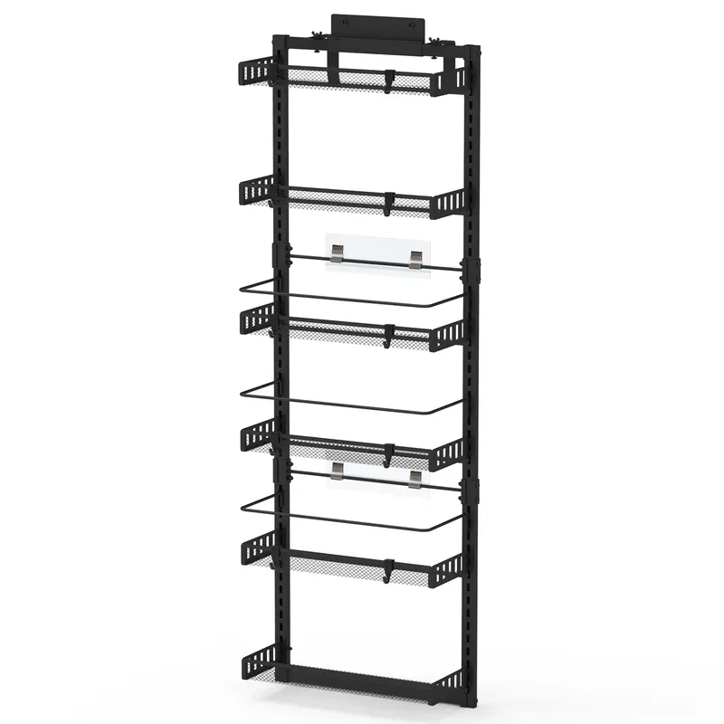 Black-white Options -- 1Pc Over the Door Pantry Organizer 6-Tier
