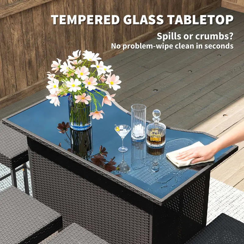 5 Piece Rattan Wicker Bar Set β High Top Outdoor Table β photo 5