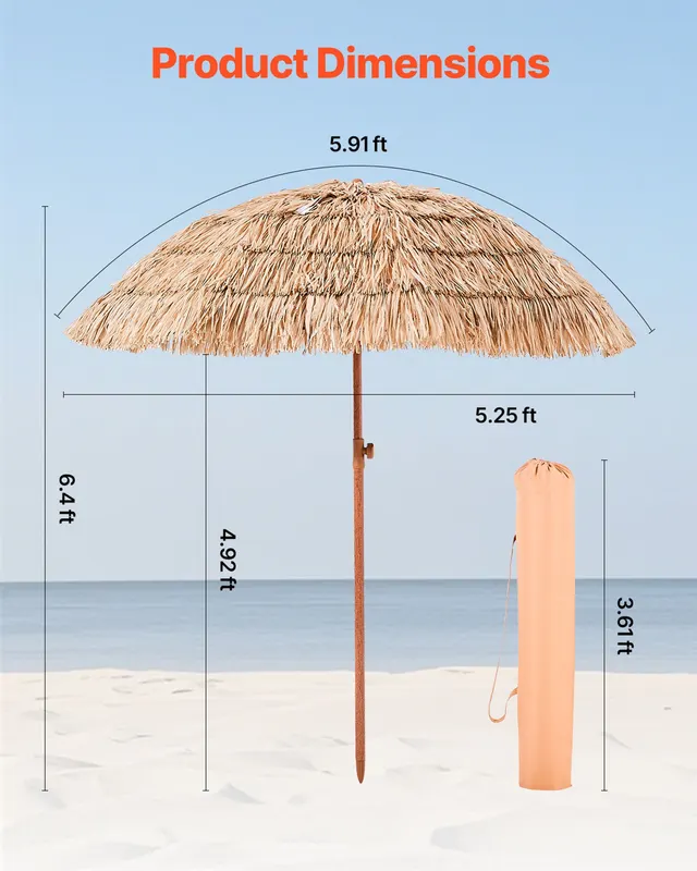 Tiki Umbrella Thatched Patio Umbrella 6.5 Ft Poolside Patio — photo 3