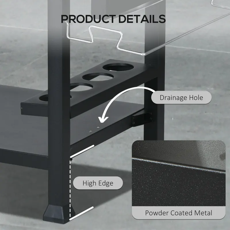 3-Shelf Outdoor Grill Cart Table with Foldable Side Table — photo 4