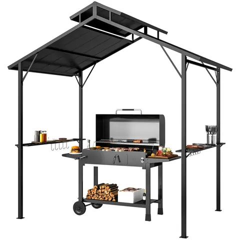 Hardtop Grill Gazebo with Double Metal Roof