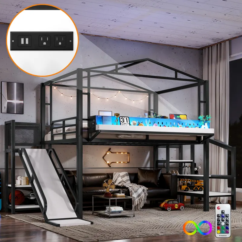 Full Size Loft Bed with Storage Stairs — photo 4