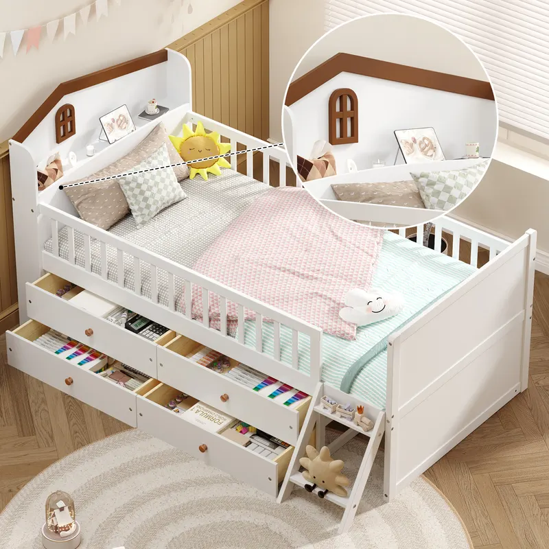Twin Bed Frame with Storage 4 Drawers — photo 4