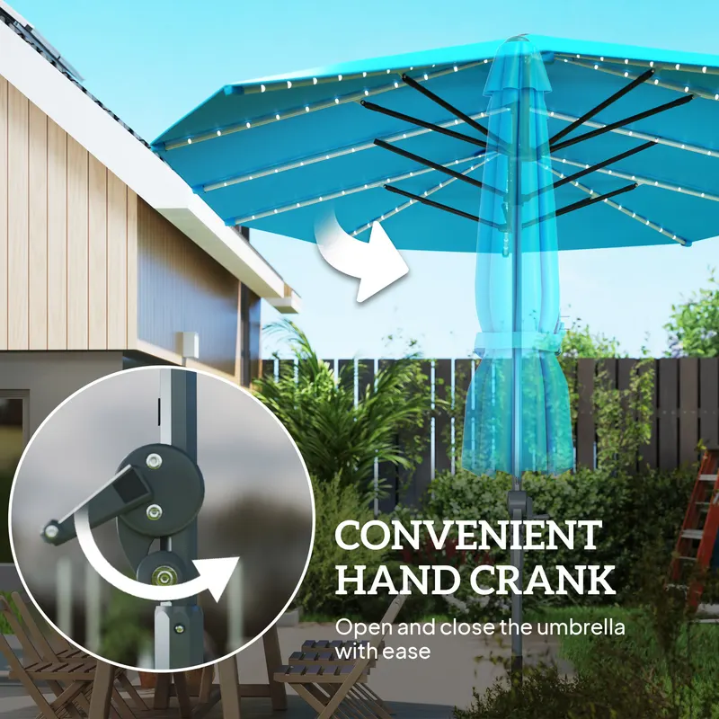 15ft Double-sided Outdoor Umbrella with Solar Lights — photo 5