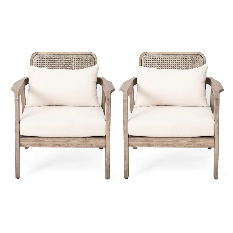 SET OF 2 Outdoor Acacia Wood Patio Club Chair — photo 5