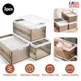 3 Pack Foldable Storage Bin with Lid Stackable Plastic Closet — photo 2