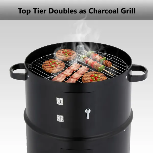 Cm — Black Cylindrical Smoker with Chimney — photo 7