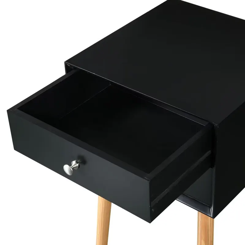 Side Table — Bedside Table with 2 Drawers and Rubber Wood Legs — photo 8