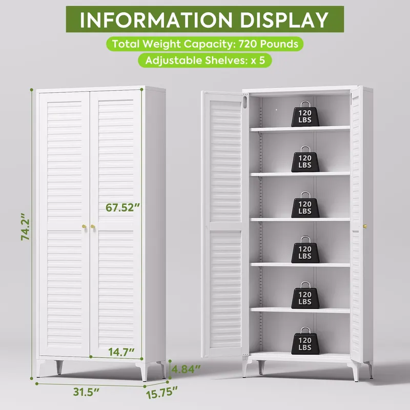 74inch H Metal Pantry Cabinet — Kitchen Pantry Storage Cabinets — photo 3