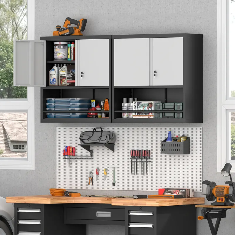 Metal Adjustable 2 Doors Metal Storage Cabinet Kitchen Pantry