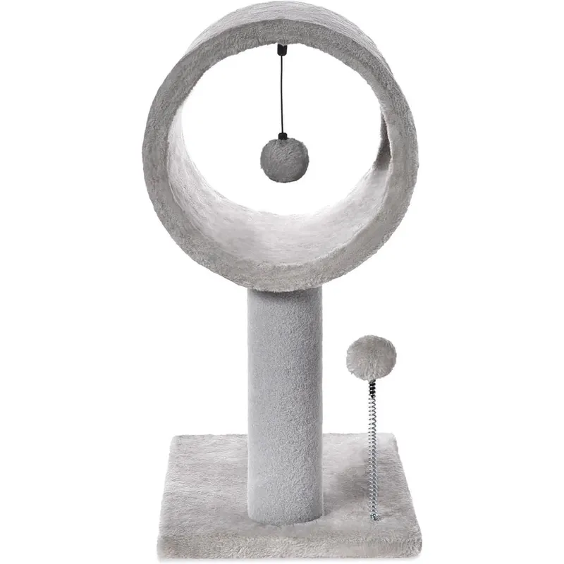Gray Indoor Cat Tree with Hanging Ball 20.5Cat Tree with Tunnel — photo 3