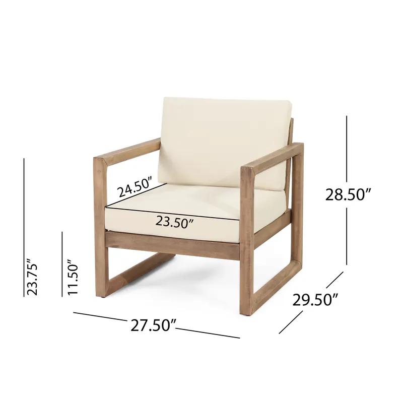 Set of 2 — Outdoor Acacia Wood Patio Club Chair — photo 2