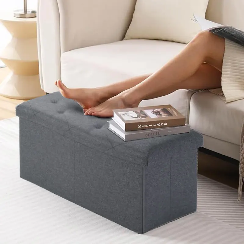 Folding Storage Ottoman Bench — Ottoman Foot Rest — photo 2