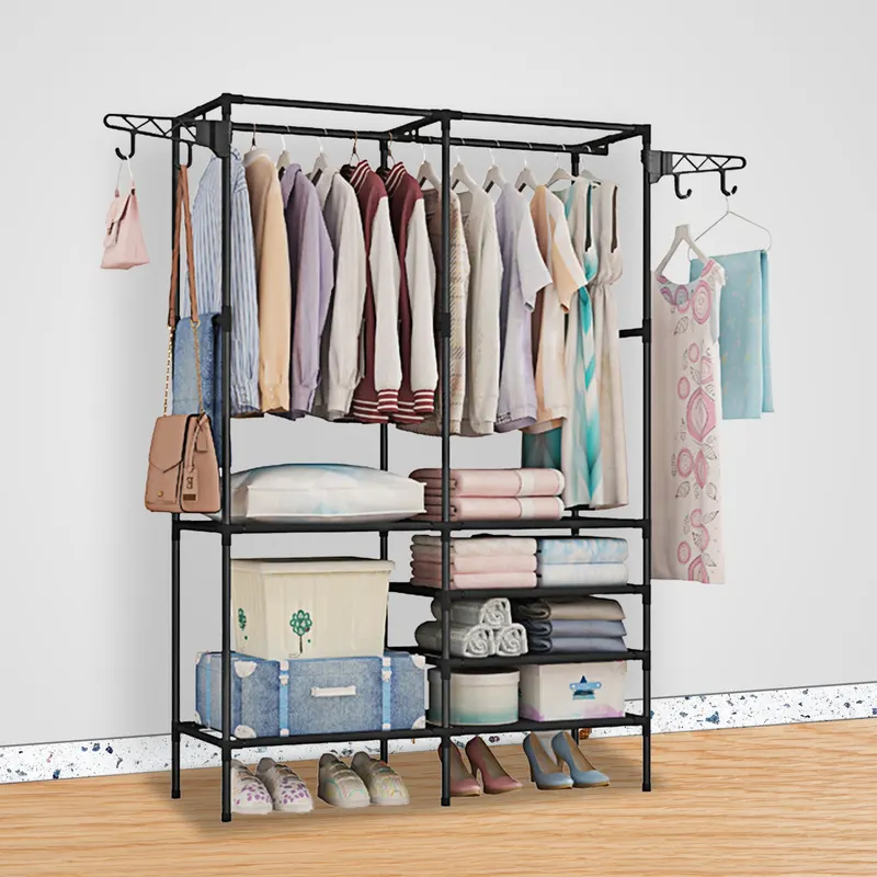 Metal Garment Rack Shoe Clothing Organizer Shelves Freestanding — photo 2
