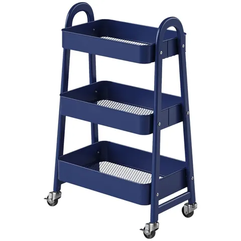 3-Tier Rolling Cart — Metal Utility Storage Cart