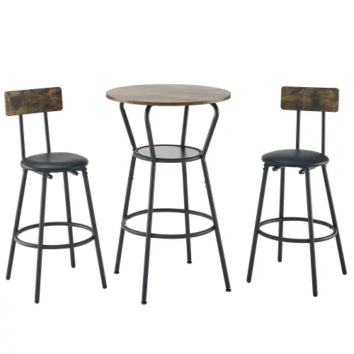 Round Bar Table and Stool Set with Shelf β photo 6