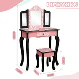 Three-fold Mirror Single Drawer Feet Children Dresser Red — photo 5