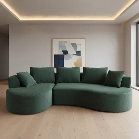 Curved Modular Sectional Couch 2 Piece Set with Pillows