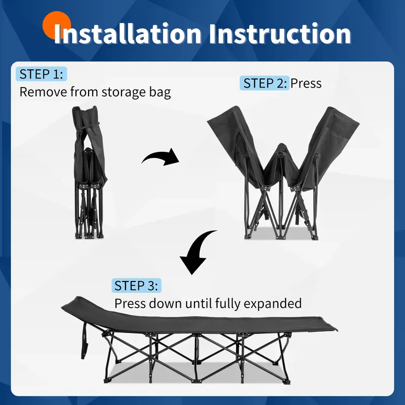Folding Camping Cot Bed with Soft Pad β photo 5