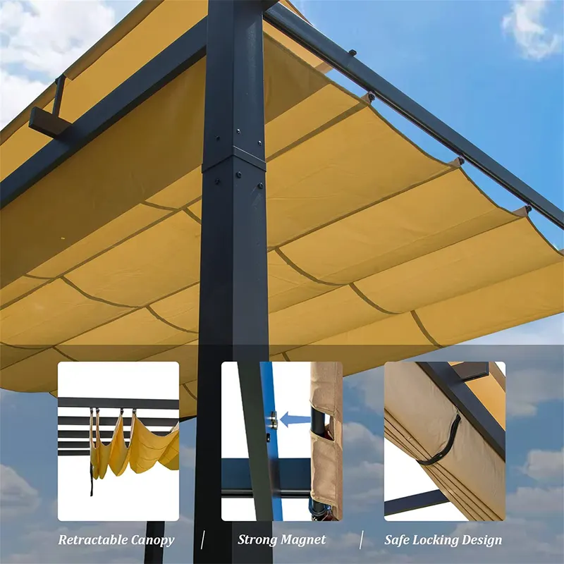 Outdoor Retractable Pergola with Weather-resistant Sun Shade — photo 5