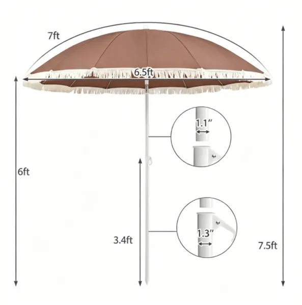 7 FT Boho Patio Umbrella with Fringe Tassel — photo 6