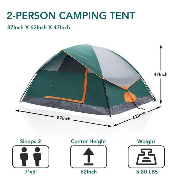 2&4 Person High Quality Camping Tent with Tent Fly β photo 6