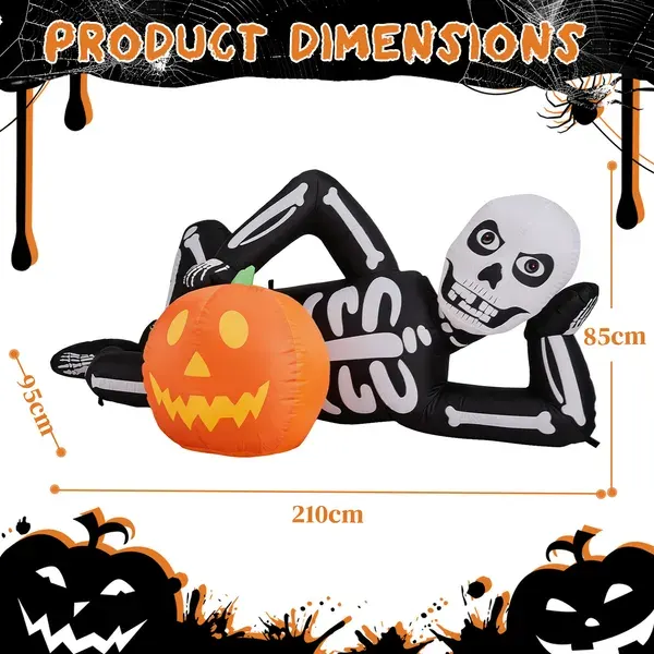 7ft Inflatable Halloween Decor with Lying Skeleton β photo 5