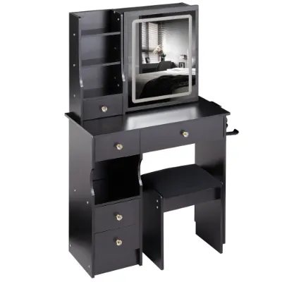 29.2 Small Size Left Drawer Desktop Vanity Table Cushioned Stool — photo 5