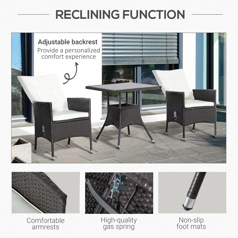 3 Piece Patio Bistro Set β PE Wicker Furniture Conversation Set β photo 5
