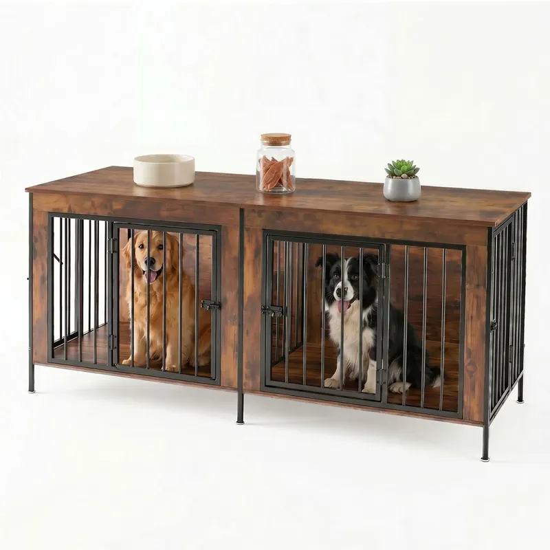 Double Dog Crate Furniture with Divider — photo 5