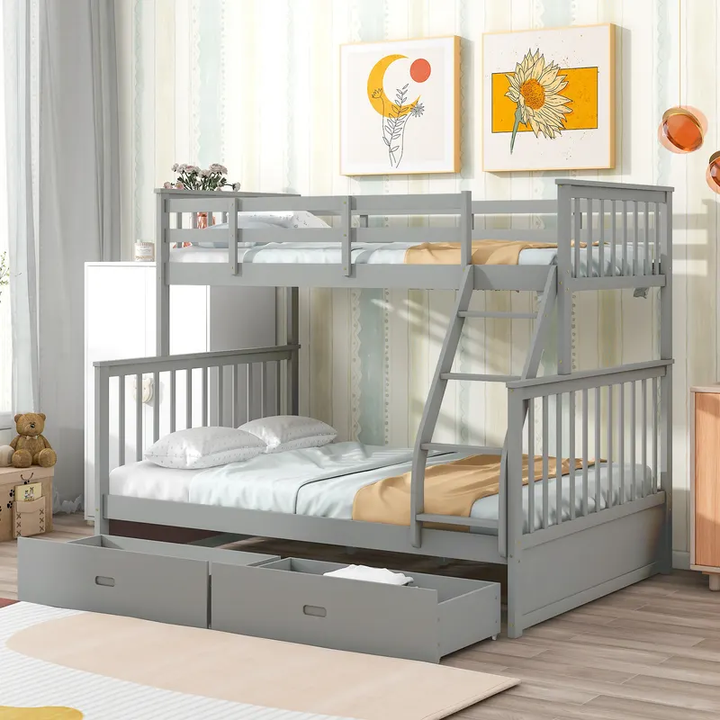Twin Over Full Bunk Bed with Storage Drawers β photo 5
