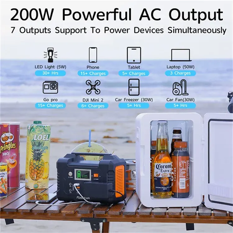 200W Portable Power Station; Flashfish 40800mAh Solar Generator β photo 4