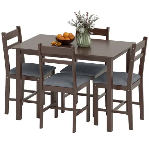 5-Piece Solid Wood Dining Table Set for 4