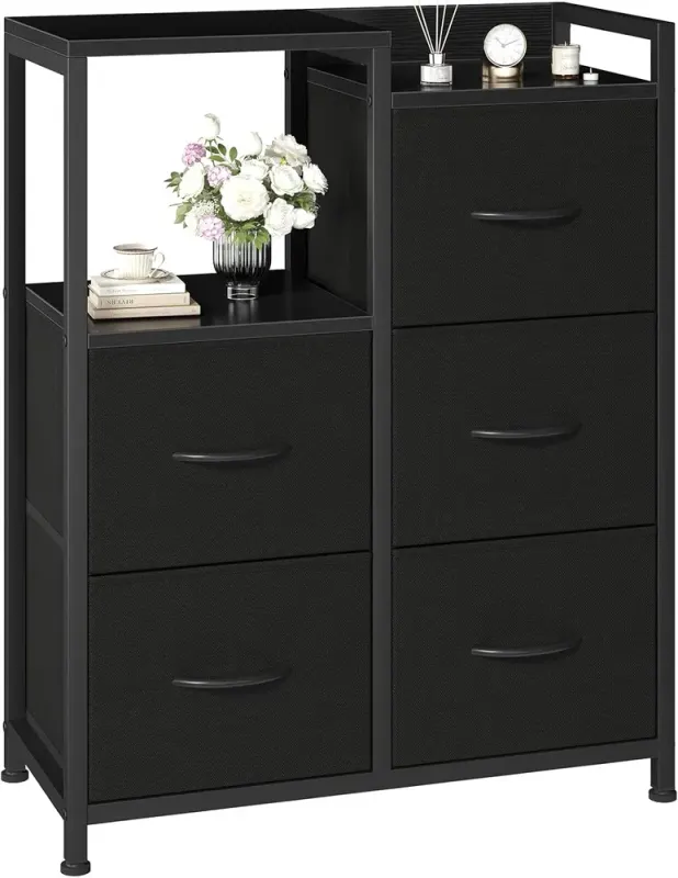 5 Drawer White Dressers for Bedroom 2 Tier Shelf Shelf Small — photo 8