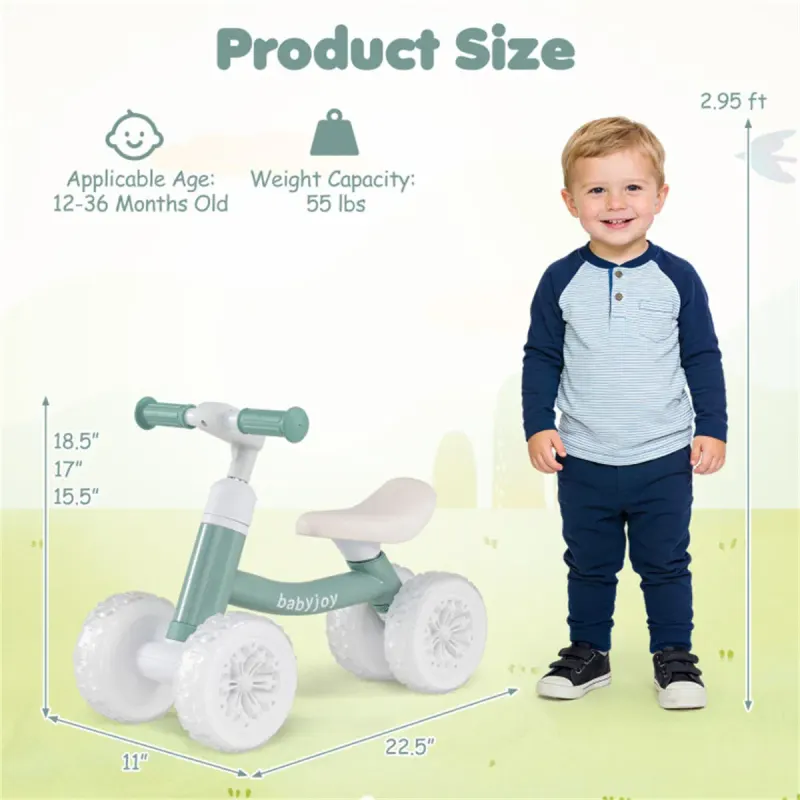 4 Wheel Kids Balance Bike with Light Up Wheels — photo 8