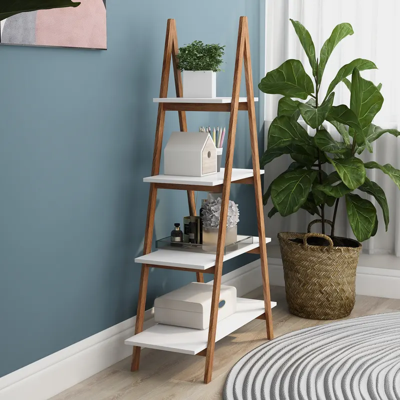 Solid Bamboo Wood Oxford a Frame Ladder Display Bookshelf — photo 3