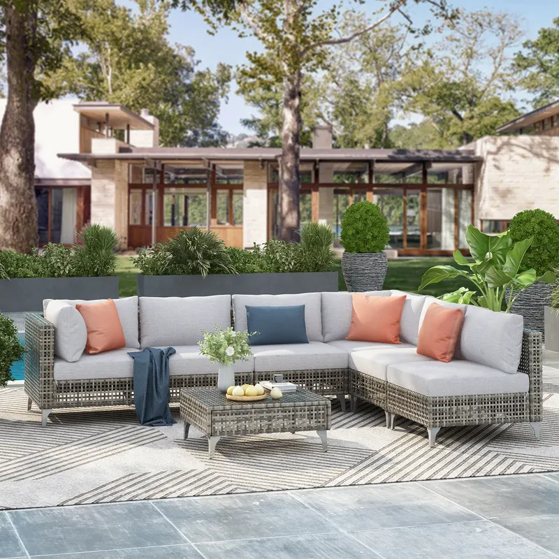K&k 7-Piece Wicker Patio Furniture Set — photo 2