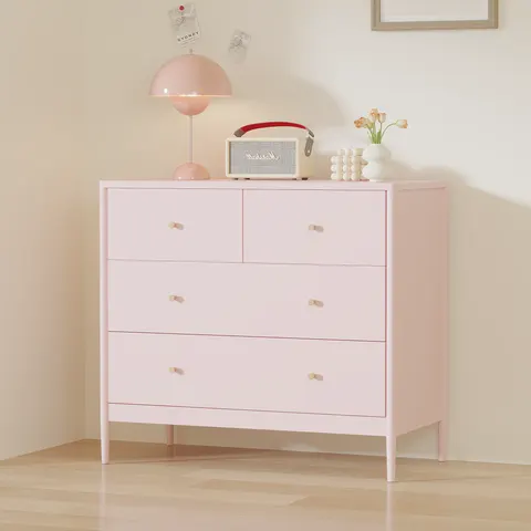Pink 4-Drawer Kids Dresser β Wooden Storage Cabinet for Toddler