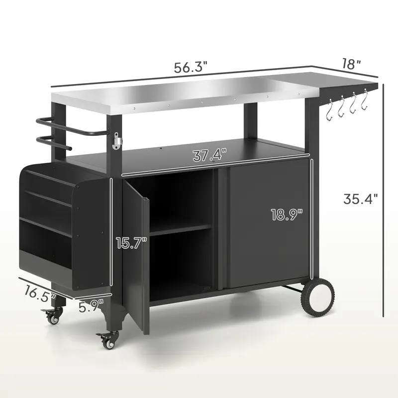 Outdoor Grill Cart Table with Stainless Steel Top — photo 5