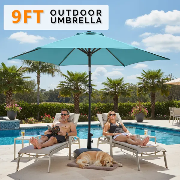 9ft Patio Umbrella — Outdoor Market Umbrella with Push Button — photo 8