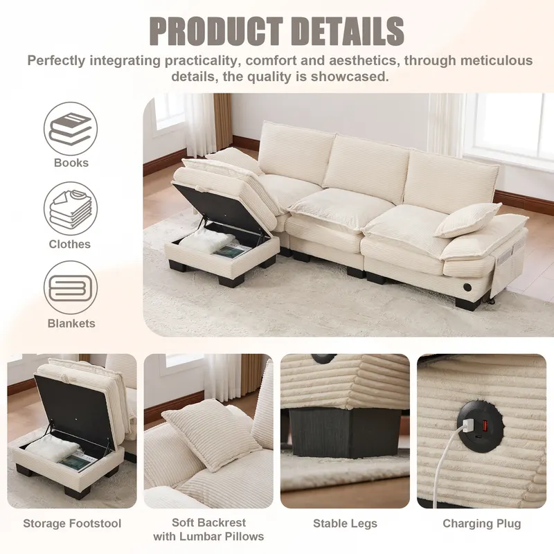 Sectional Cloud Modular Sofa β Deep Seat Sofa β photo 5