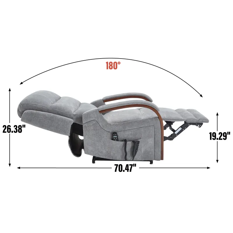 Power Grey Chenille Lift Recliner Chair Dual Motor Infinite — photo 3