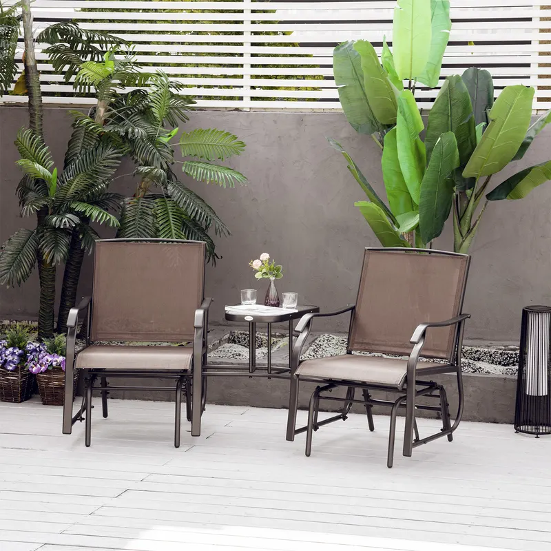Outdoor Glider Chairs with Coffee Table — photo 3