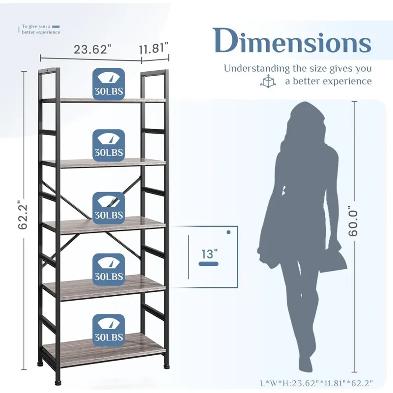 5 Tiers Bookshelf β Classically Modern Book Shelf β photo 3