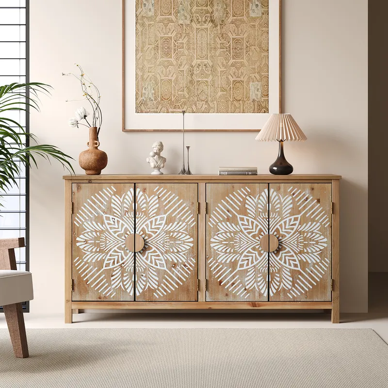 60 Wood Accent Cabinet with 4 Doors