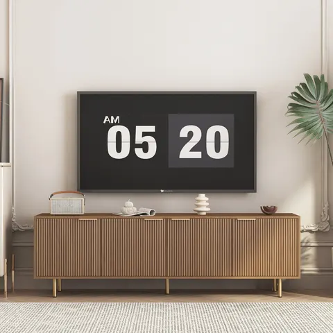 Wood Modern TV Stand Fluted 68 T