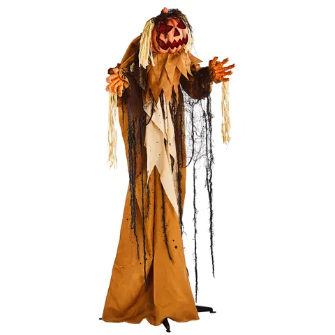 5.5ft Halloween Pumpkin Man Decoration with Red Glowing Head