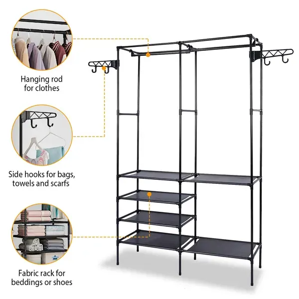 Garment Rack Heavy Duty Metal Shoe Clothing Organizer Shelves — photo 6